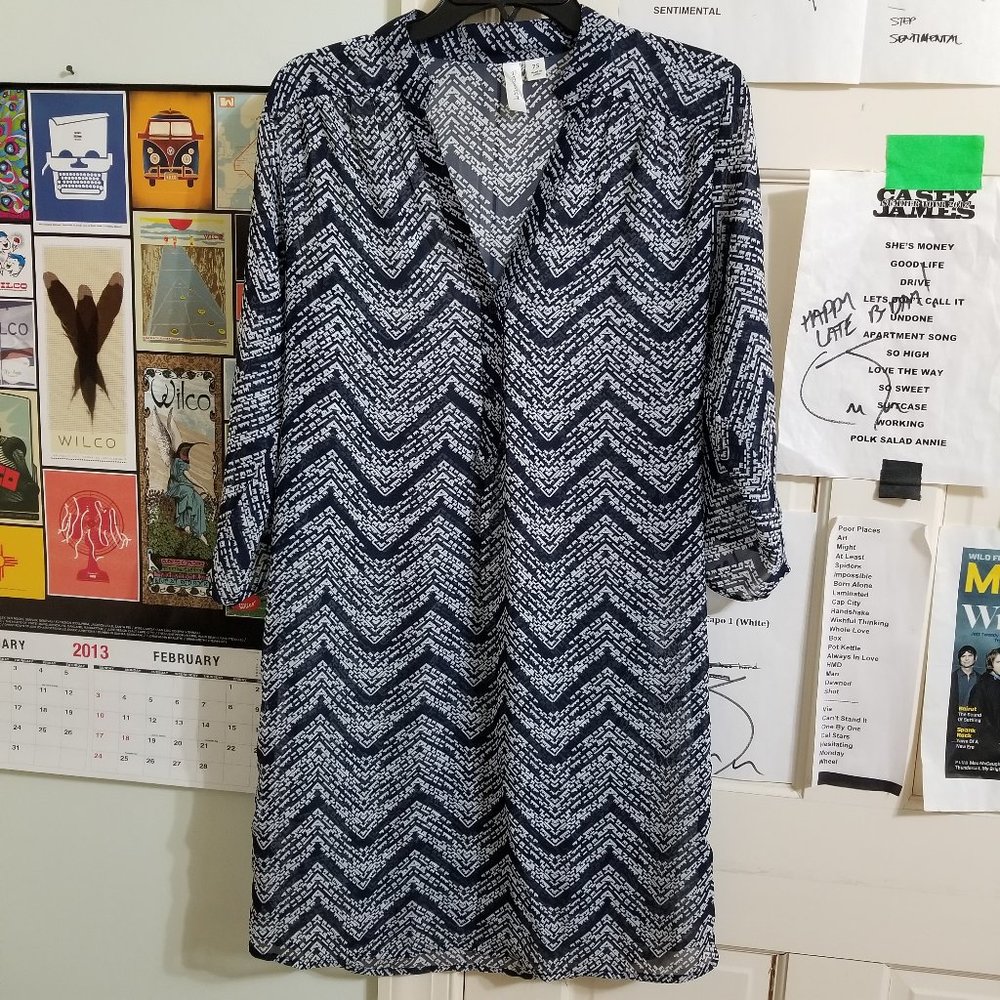 Tacera dress PS Petite sheer chevron zig zag geometric print v-neck swim coverup